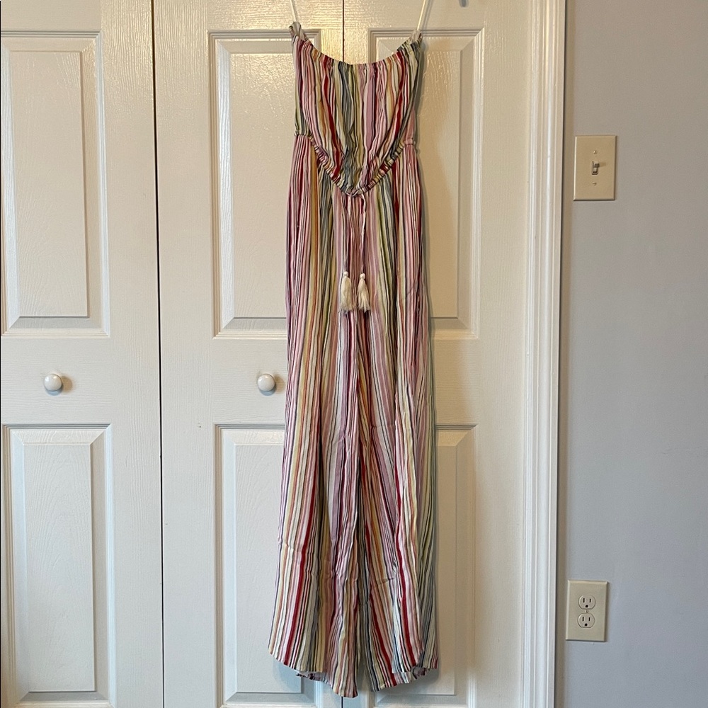 Juniper Blu Striped Strapless Jumpsuit